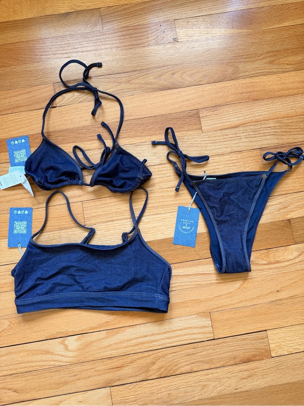 American Eagle Outfitters Navy Tie-Side Bikini Bottoms